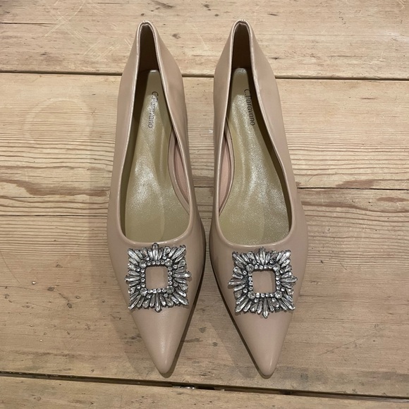 C.Paravano Shoes - Aida jewel nude buckle flat in size 42 New without box